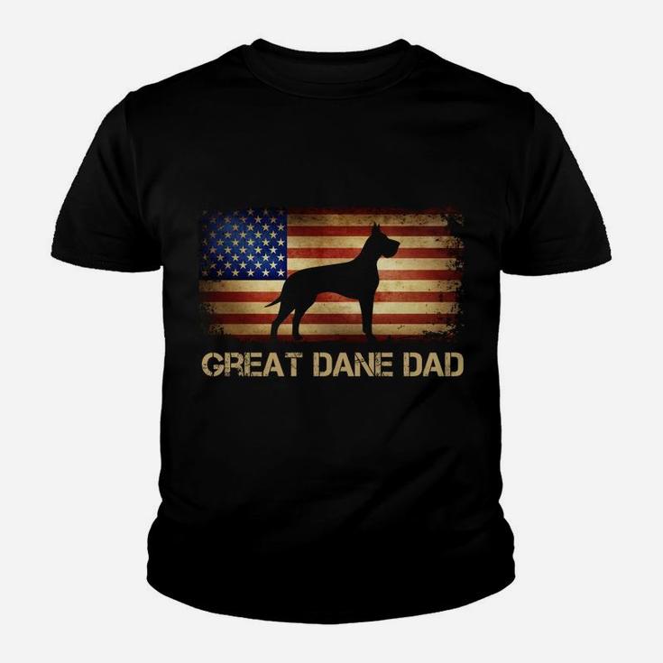 Great Dane Dad Vintage American Flag Patriotic Dog Lover Youth T-shirt