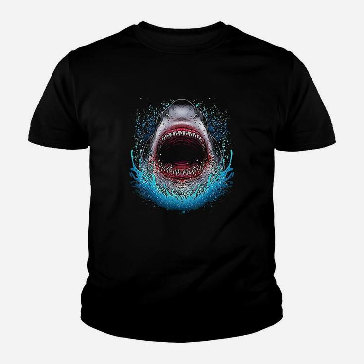 Great White Shark Open Mouth Teeth Beach Ocean Animal Youth T-shirt