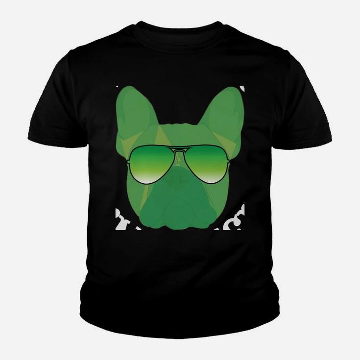 Green French Bulldog Dog Kiss Me I'm Irish St Patrick Shirt Youth T-shirt