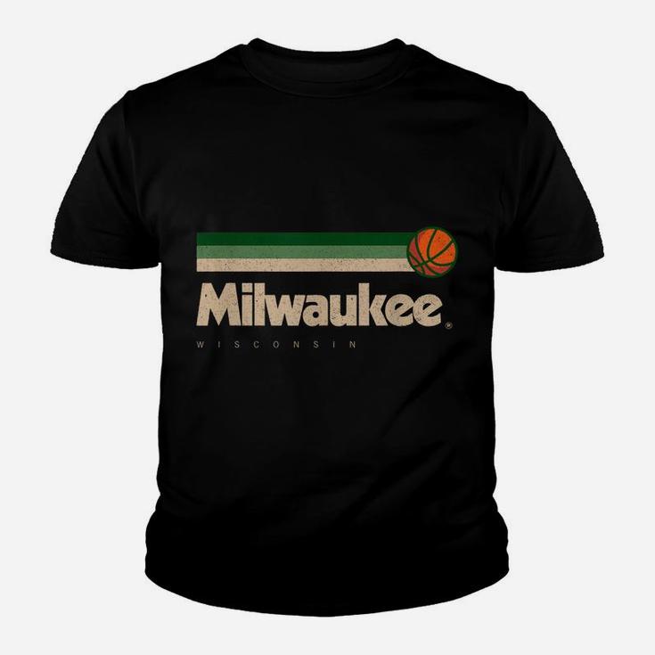 Green Milwaukee Basketball B-Ball Wisconsin Retro Milwaukee Youth T-shirt