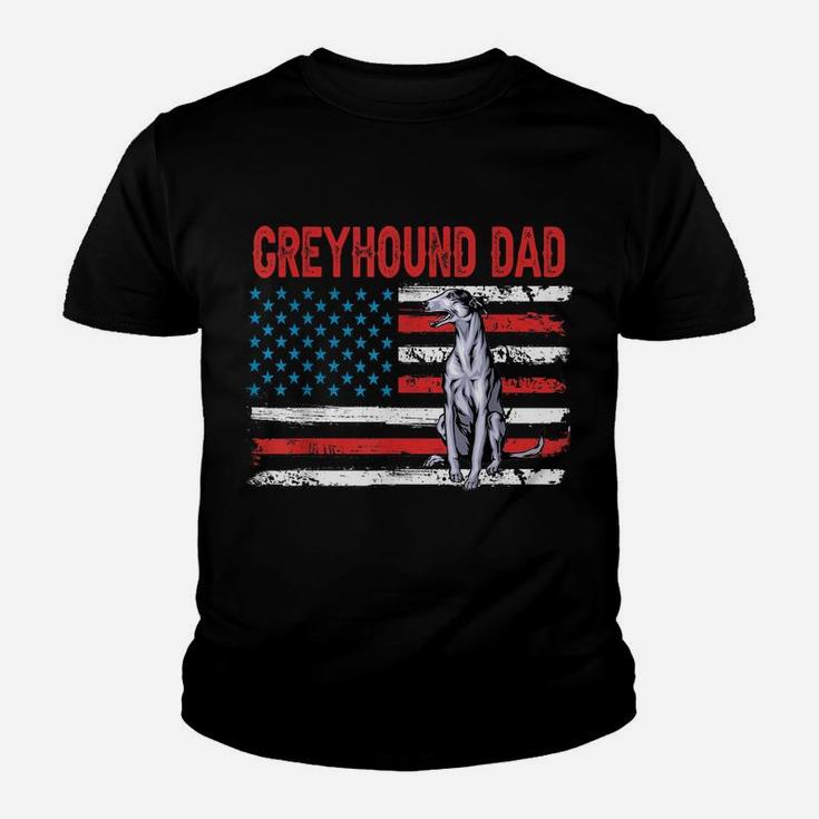 Greyhound Dog Dad American Flag Fathers Day Youth T-shirt