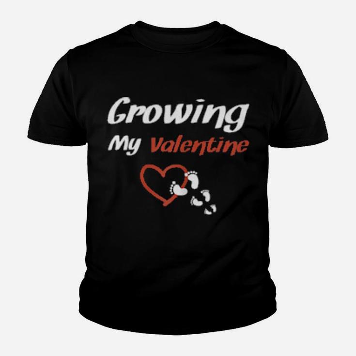 Growing My Valentine Baby Announcement  Pregnancy Youth T-shirt