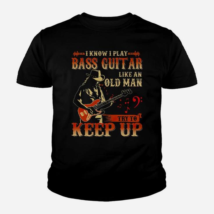 Guitarist I Play Guitar Like An Old Man Try To Keep Up Retro Vintage Youth T-shirt