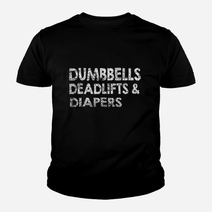 Gym Lovers Dumbbells Deadlifts And Diapers Youth T-shirt