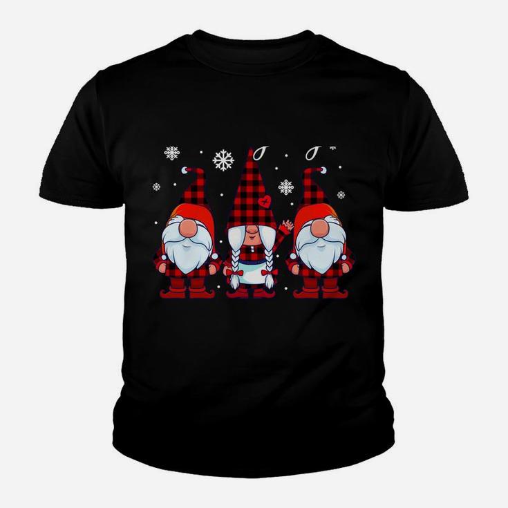 Hanging With My Gnomies Christmas Buffalo Plaid Garden Gnome Sweatshirt Youth T-shirt