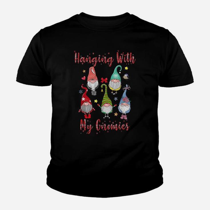 Hanging With My Gnomies Funny Gnome Plaid Christmas Gift Youth T-shirt