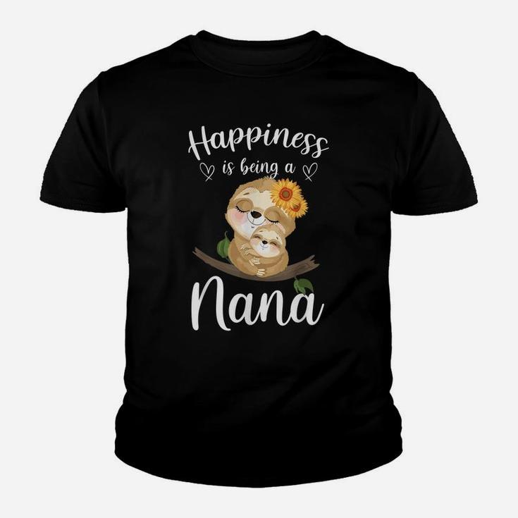 Happiness Is Being A Nana Cute Sloth Flower Youth T-shirt