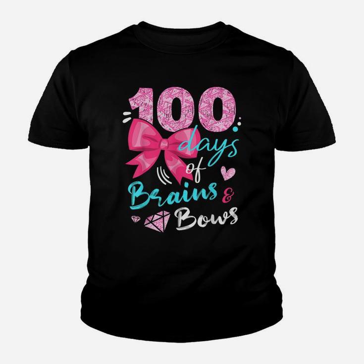 Happy 100 Days Of Brains And Bows Happy 100Th Day Of School Youth T-shirt