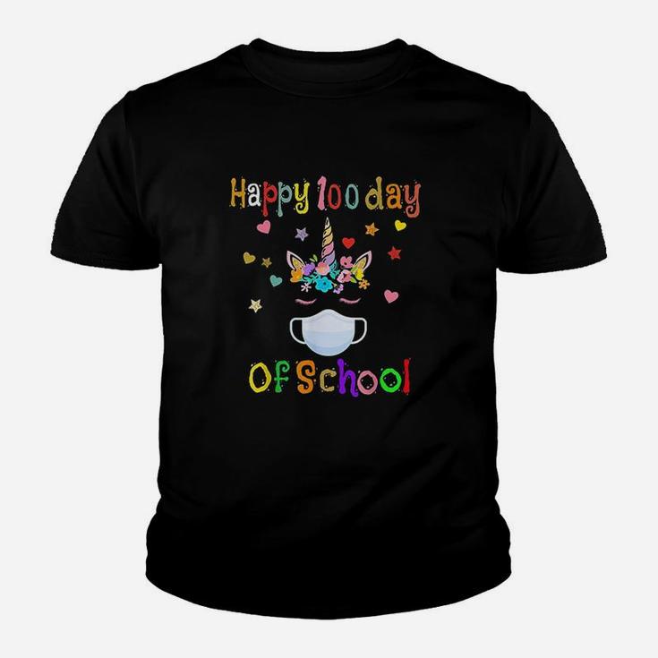 Happy 100 Days Of School Elementary Teacher Student Unicorn Youth T-shirt