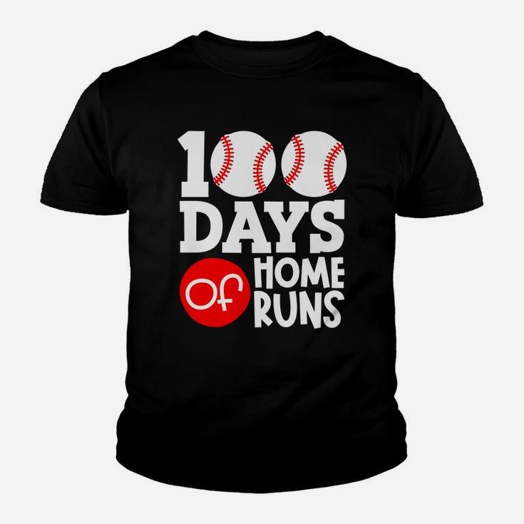 Happy 100th Day Of School 100 Days Of Home Runs Youth T-shirt