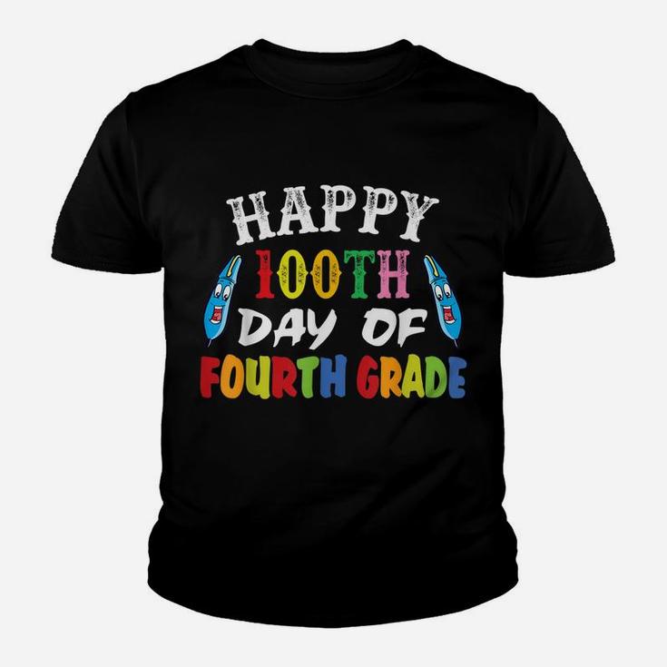Happy 100Th Day Of School 100Th Day Of 4Th Grade Youth T-shirt