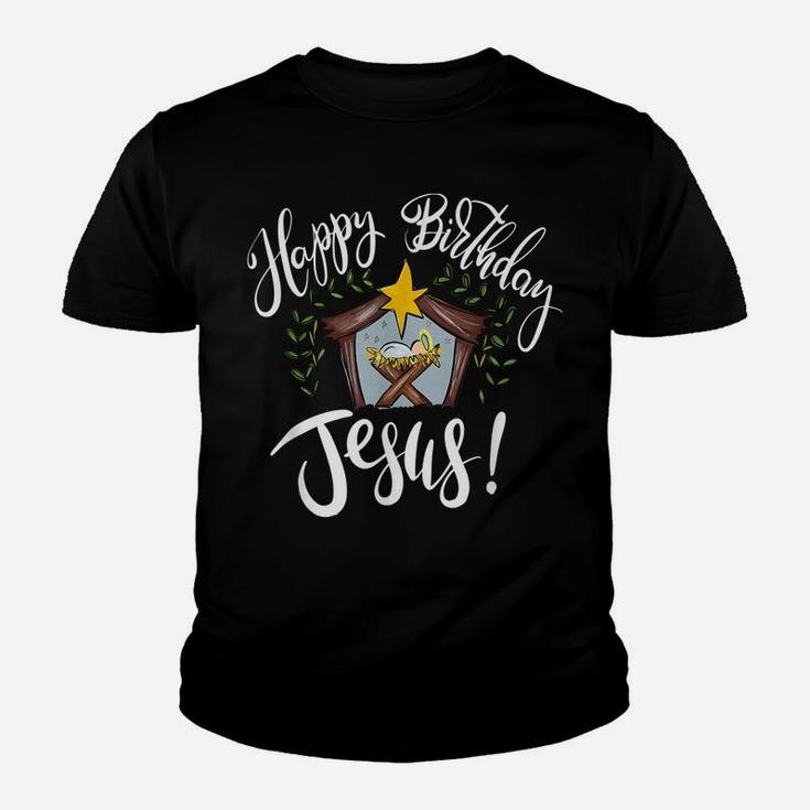 Happy Birthday Jesus Christmas Nativity Scene Faith Hope Joy Youth T-shirt