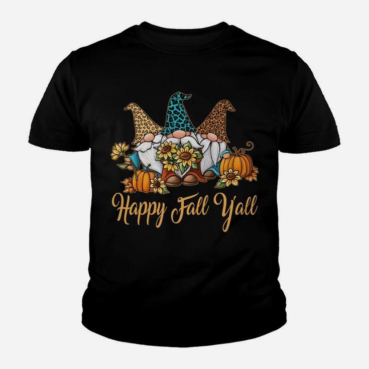 Happy Fall Y'all Gnome Leopard Pumpkin Funny Autumn Gnomes Sweatshirt Youth T-shirt