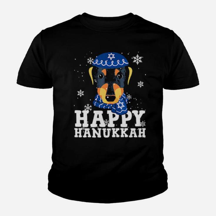 Happy Hanukkah Dachshund Dog Funny Noel Ugly Youth T-shirt