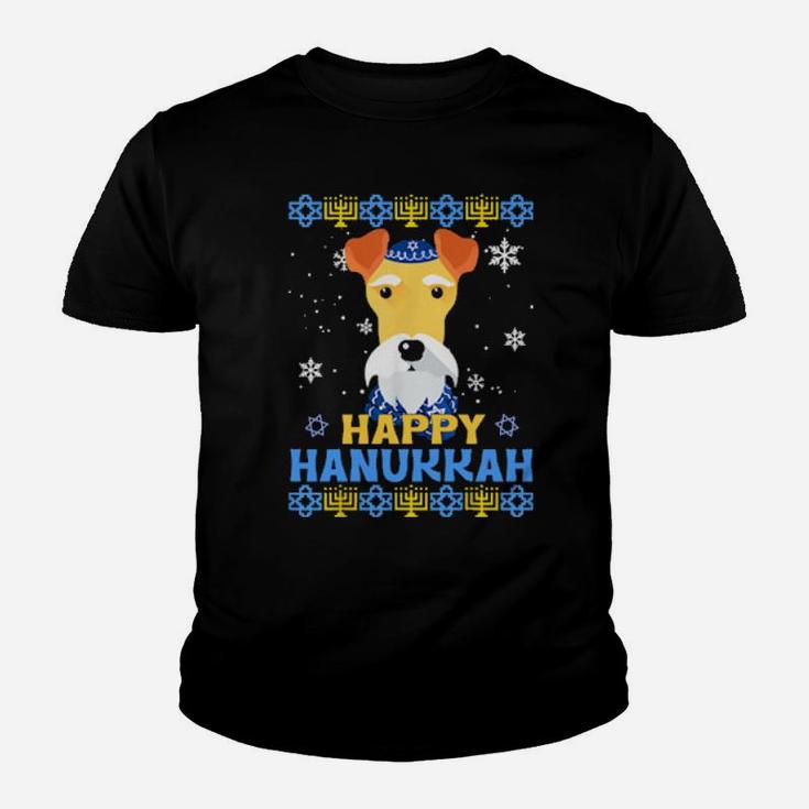 Happy Hanukkah Fox Terrier Wire Dog Noel Ugly Youth T-shirt