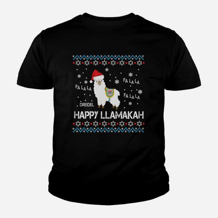Happy Llamakah Sweatshirt Funny Ugly Hanukkah Xmas Llama Youth T-shirt