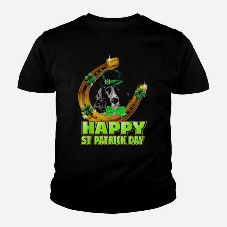 Happy Patrick Day English Setter Shamrock Lucky Dog Youth T-shirt