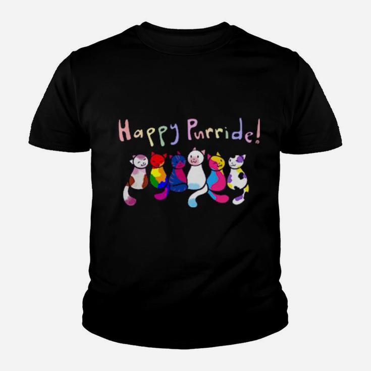 Happy Purride Cats Kittens Gay Pride Lgbtq Transgender Youth T-shirt