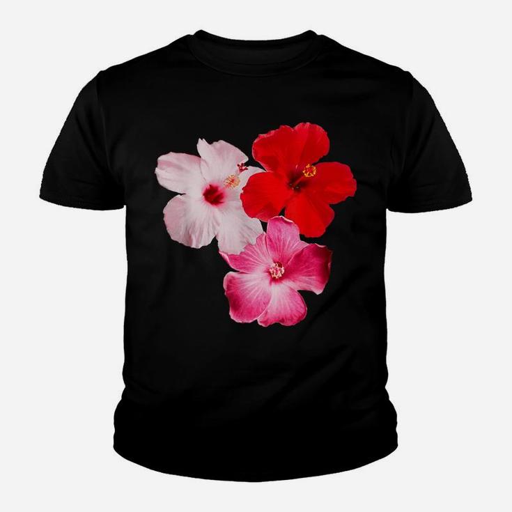 Hawaiian Tropical Hibiscus Flower Pink Red Photo Collage Youth T-shirt