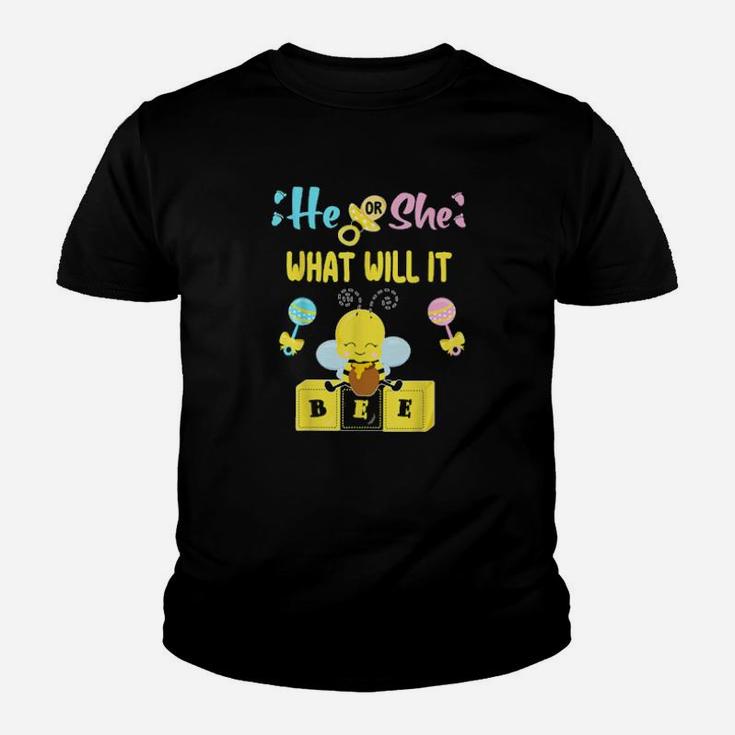 He Or She What Will It Bee Pregnancy Announcement Youth T-shirt