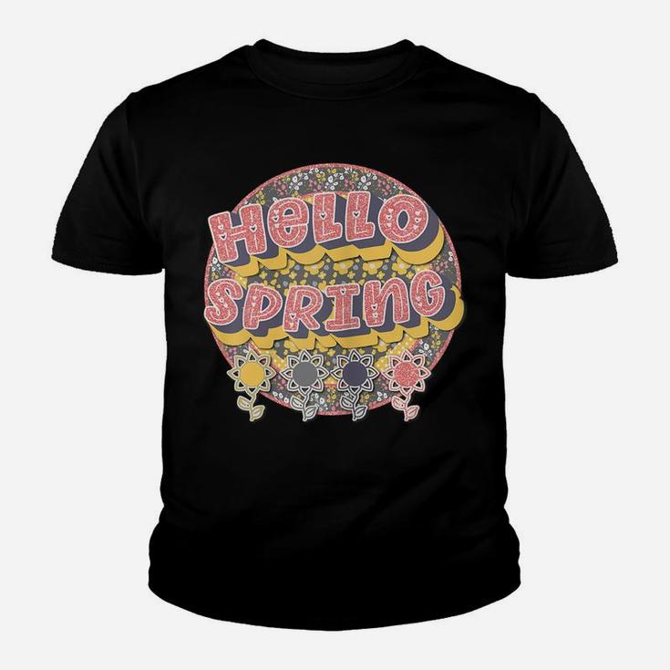 Hello Spring Retro Vintage Flower Colorful Rainbow Youth T-shirt