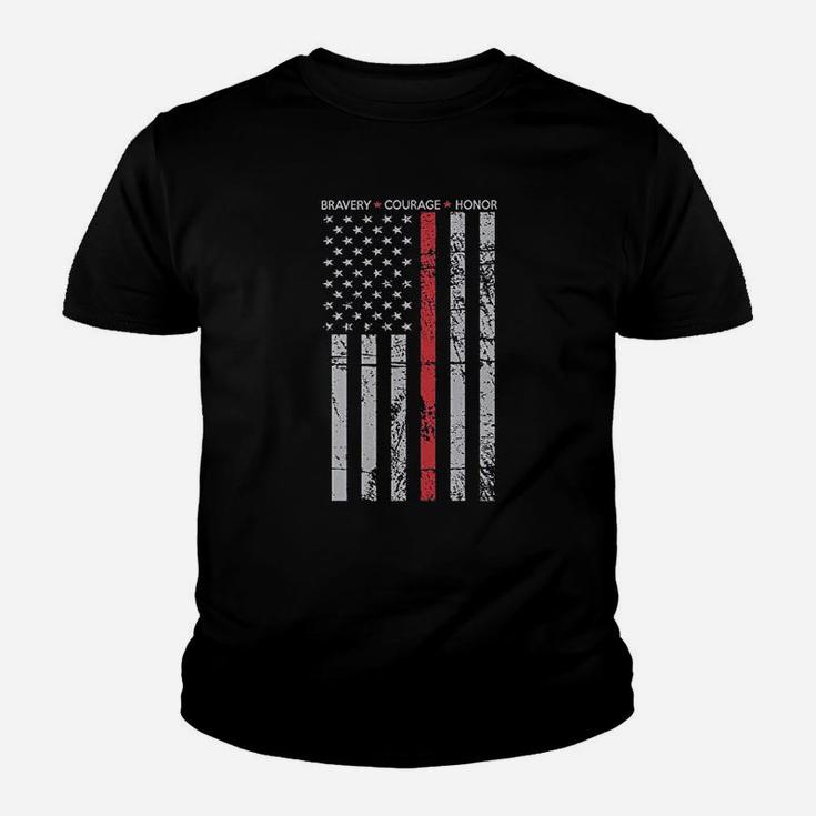 Hero Thin Red Line Firefighter Hooded Youth T-shirt