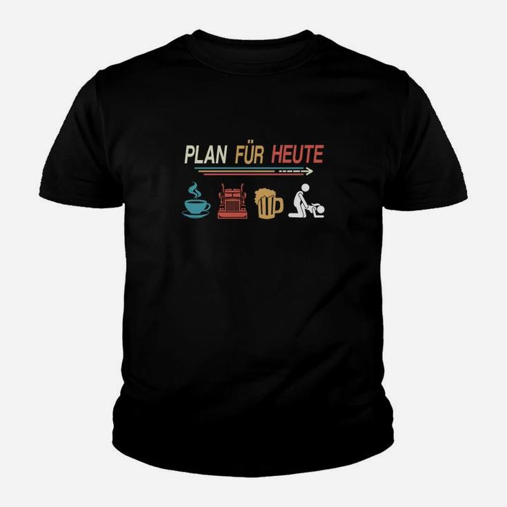 Herren Kinder Tshirt Plan für Heute: Kaffee, Holzarbeit, Bier, Lustiges Design