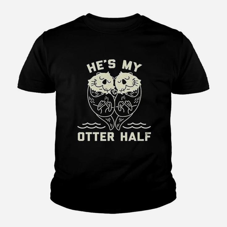 Hes My Otter Half Cute Sea Otter Animal Valentines Day Youth T-shirt