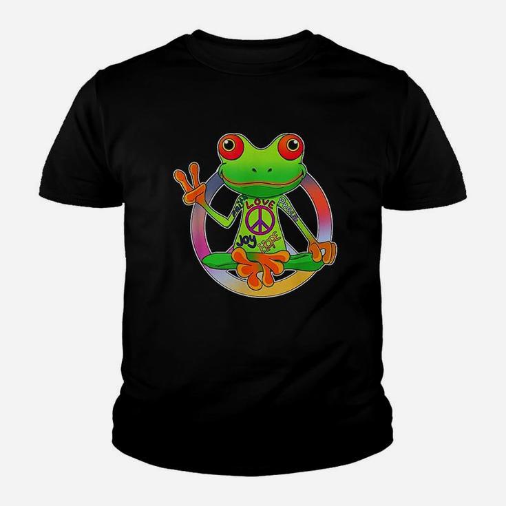 Hippie Frog Peace Sign Yoga Frogs Hippies 70S Youth T-shirt