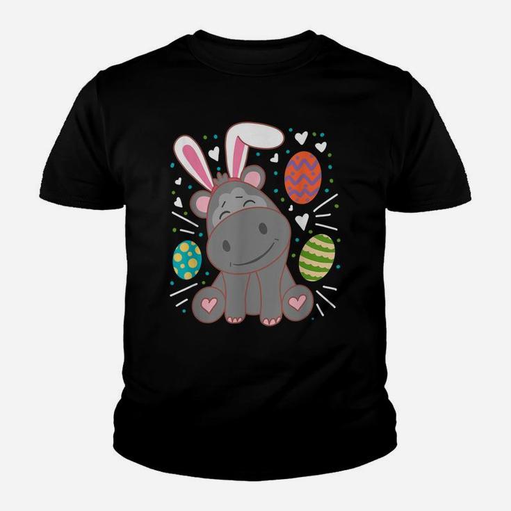 Hippo Wearing Rabbit Bunny Ears Funny Easter Sunday Youth T-shirt