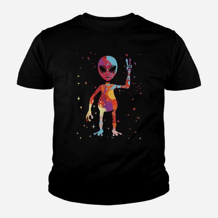 Hippy Alien Tie Dye Alien Enthusiast Idea Ufo Youth T-shirt