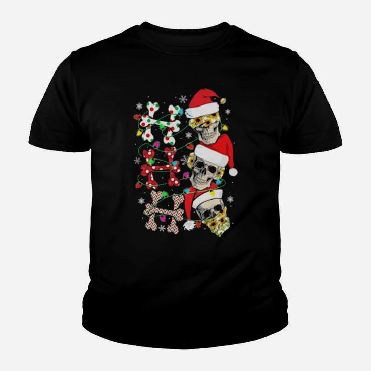 Ho Ho Ho Skull With Santa Hat For Skull Lover Youth T-shirt