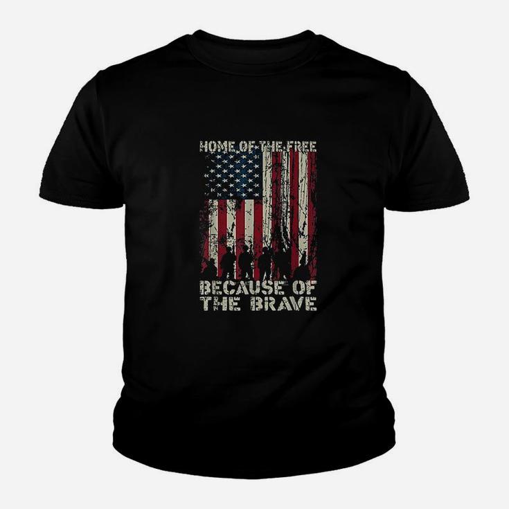 Home Of The Free Because Of The Brave Distress American Flag Youth T-shirt