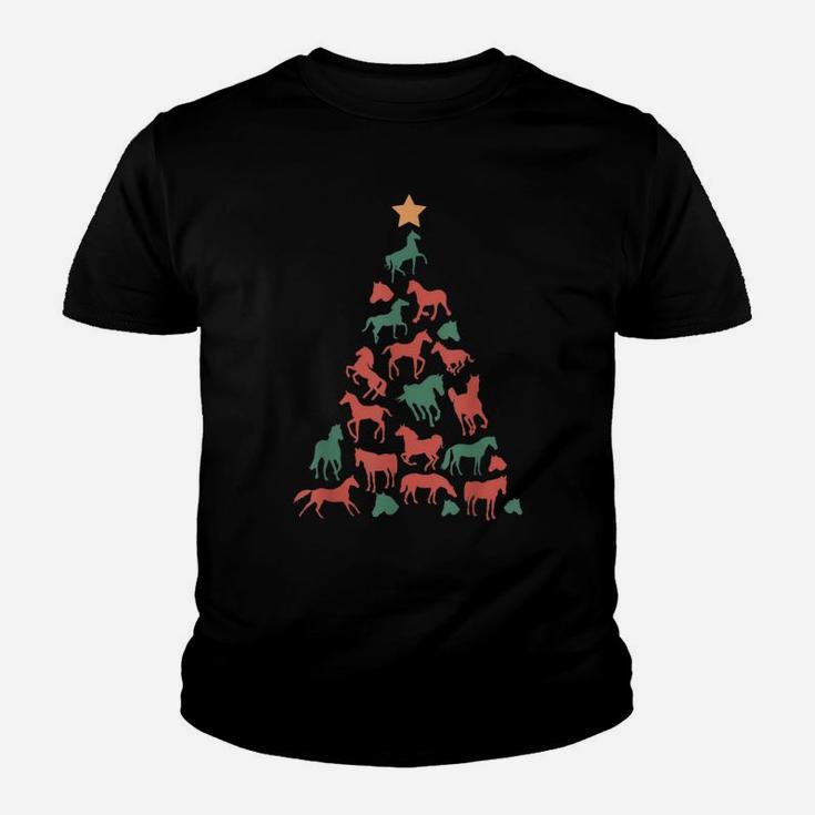 Horse Christmas Tree Merry Horsemas Cute Youth T-shirt