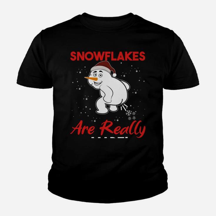 How Snowflakes Are Really Made Funny Snowman Christmas Gift Youth T-shirt