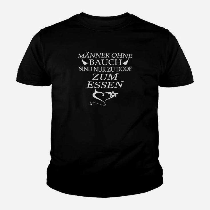 Humorvolles Herren-Kinder Tshirt Männer ohne Bauch, Lustiges Schwarzes Tee