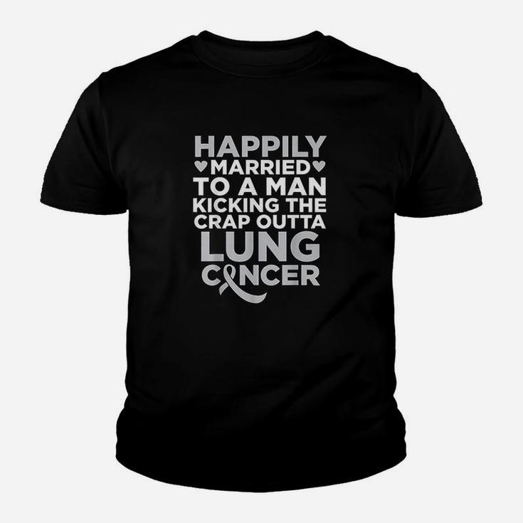 Husband Fighting Lung Support  For Wife Youth T-shirt