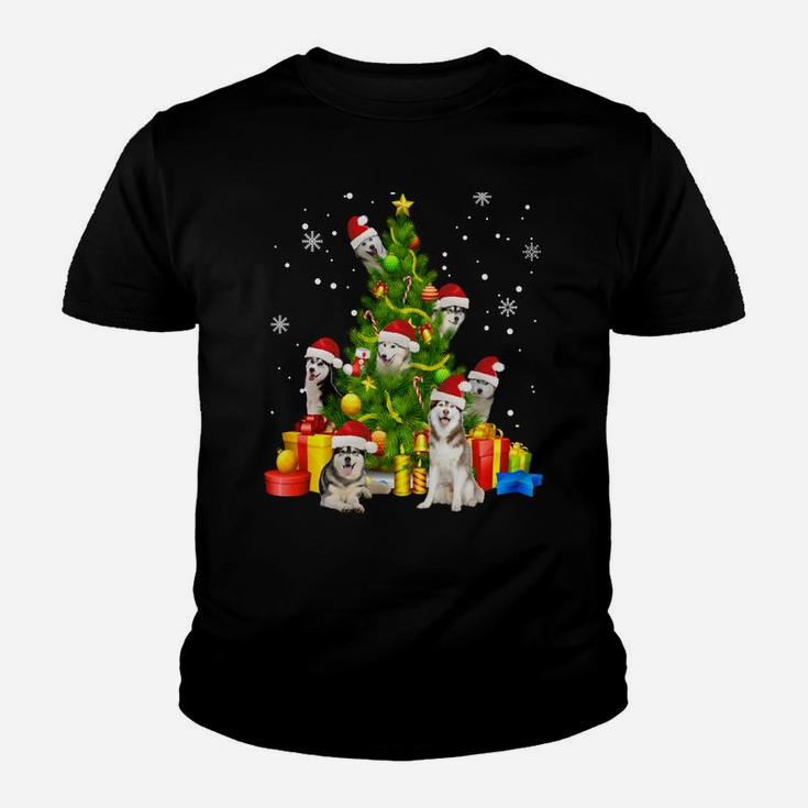 Husky Christmas Tree Gift X-Mas Santa Hat Womens Mens Youth T-shirt