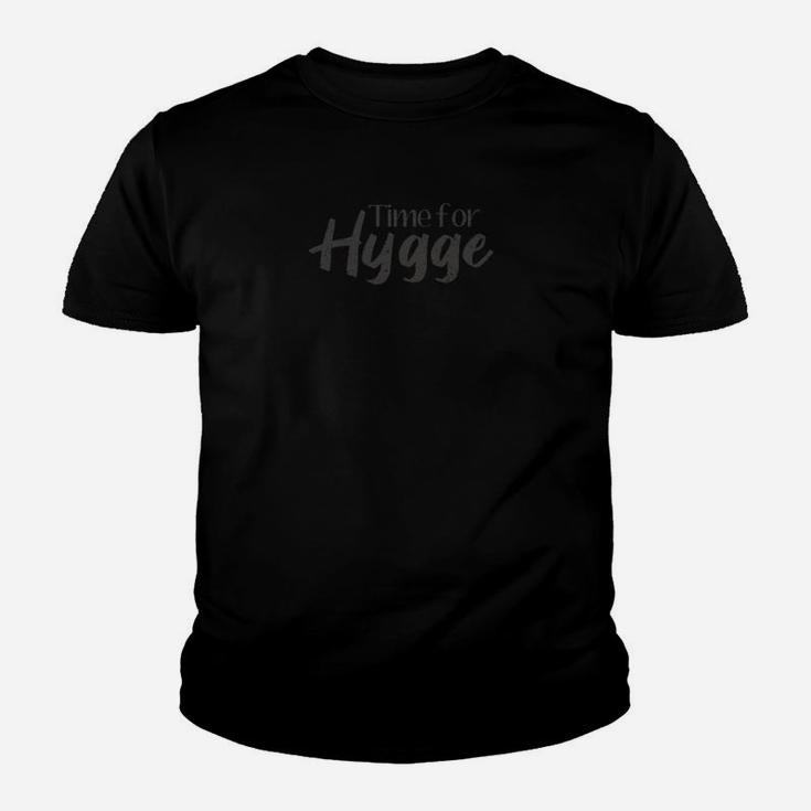 Hygge Zeit Schwarzes Kinder Tshirt, Gemütliches Text-Design