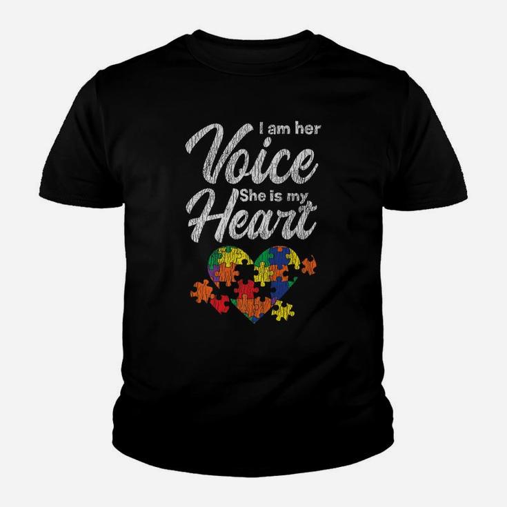 I Am Her Voice Mom Dad Family Autistic Kids Autism Awareness Youth T-shirt