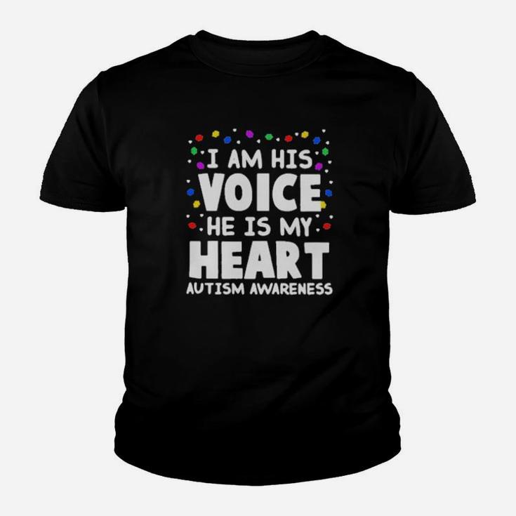 I Am His Voice He Is My Heart Autism Awareness Youth T-shirt