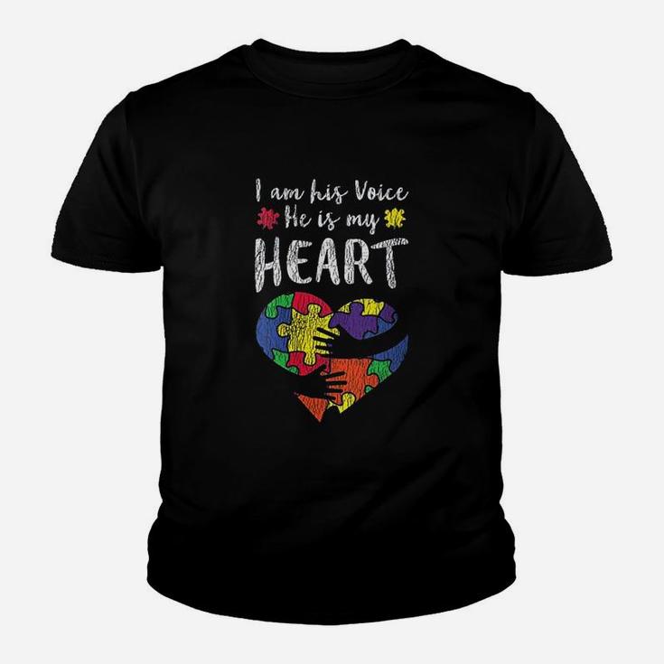 I Am His Voice Mom Dad Family Autistic Kids Awareness Youth T-shirt