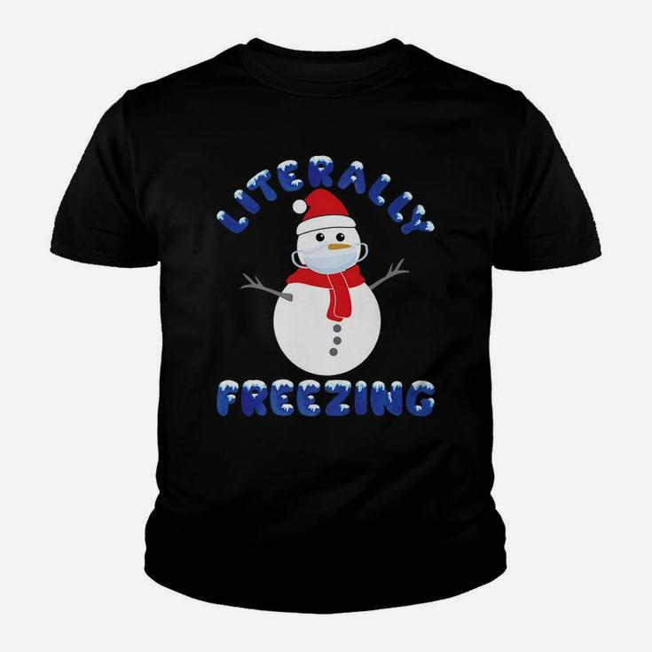 I Am Literally Freezing Cold Snowman Iced Christmas Pajamas Youth T-shirt