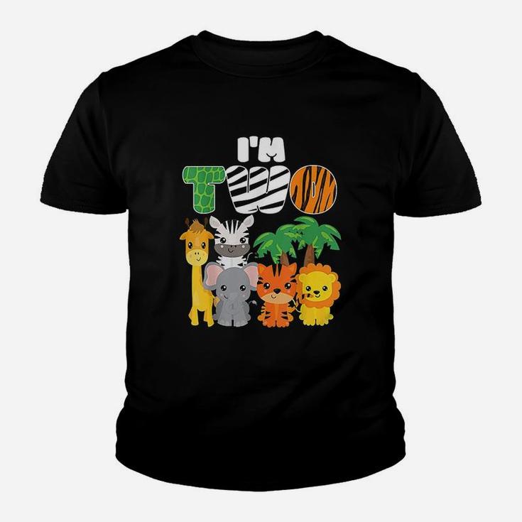 I Am Two Zoo 2Nd Birthday Jungle Animal Youth T-shirt
