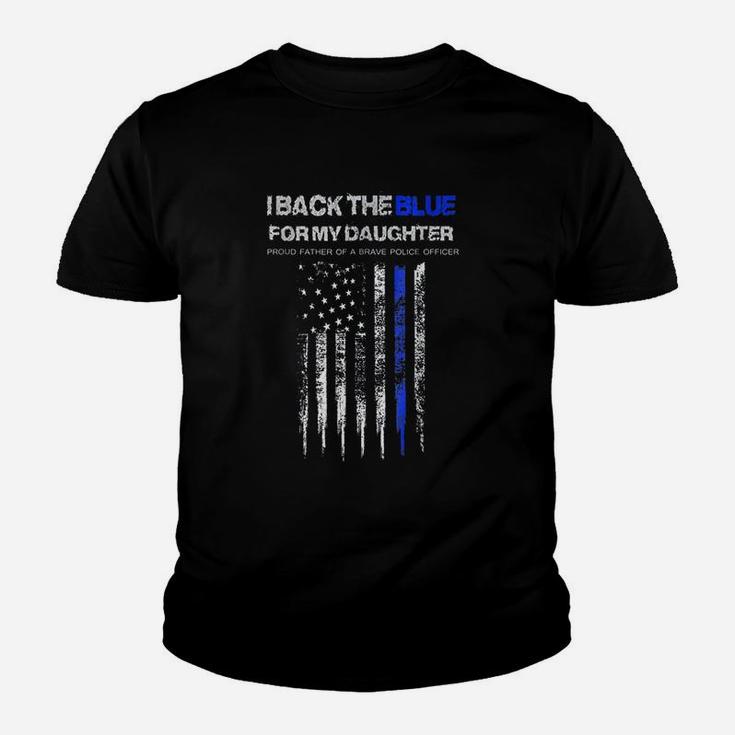 I Back The Blue For My Daughter Thin Blue Line Police Dad Youth T-shirt