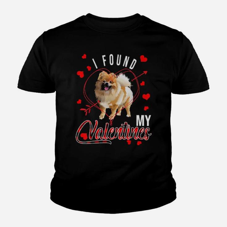 I Found My Valentines Red Plaid Pomeranian Dog Youth T-shirt