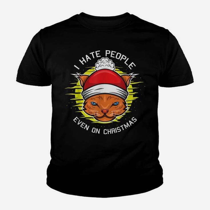 I Hate People Christmas Funny Cat Kitten Lovers X-Mas Youth T-shirt