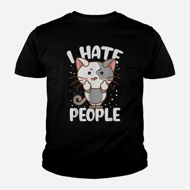I Hate People Middle Finger Funny Cat Lovers Youth T-shirt
