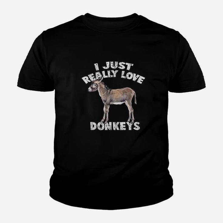 I Just Really Love Donkeys Funny Donkey Donkey Lover Youth T-shirt