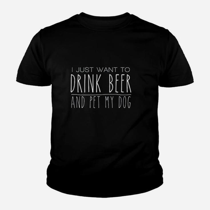 I Just Want To Beer And Pet My Dog Youth T-shirt